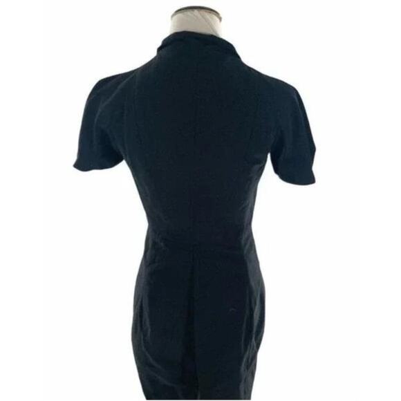 Express Design Studio Button Front Black Short Sleeve Lined Dress Size 8 - Picture 3 of 5